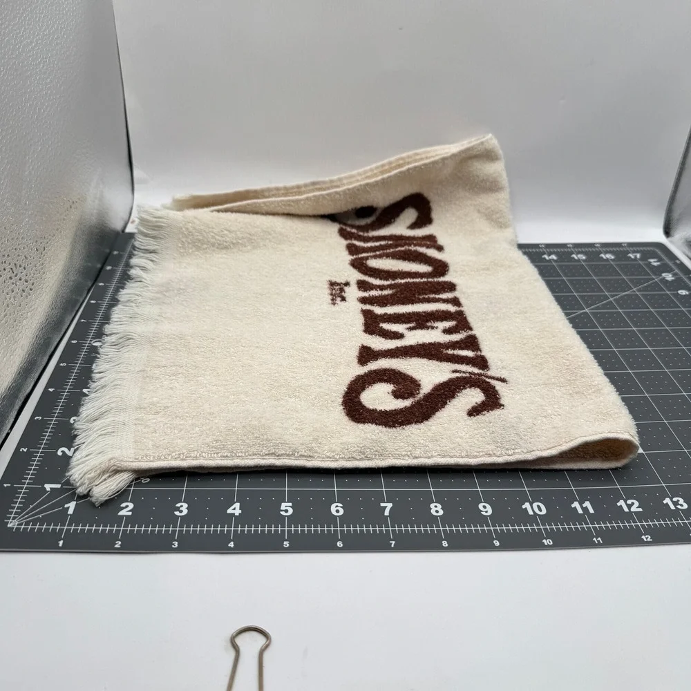 Shoney's Golf Towel Cream Brown Vintage Fringed Logo Restaurant Promo